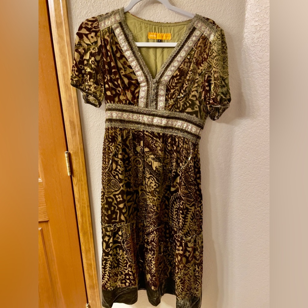Y2K Velvet Burnout Beaded Fairy Dress by Cynthia Steffe   Cynthia Steffe,size 4